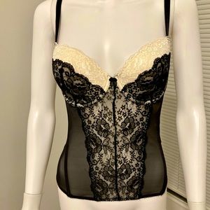 Victoria Secret Lace Corset Top Bustier Black and Cream SZ-36С